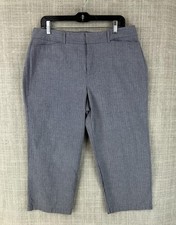 DOCKERS Pants Womens 14 Gray Metro Capri Twill Stretch Pockets Zip Flat Front