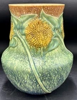 Arts & Crafts Roseville Art Pottery Sunflower 490-8 Vase 8.25” Matte Green