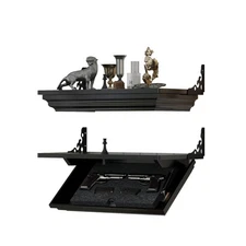 24''L x 13''W x 4''D Gun Rack with Magnetic Lock, Solid Wood Compact Gun Shel...