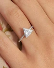 Trillion Cut Lab Created Diamond Women's Wedding Ring 14k White Gold Plated