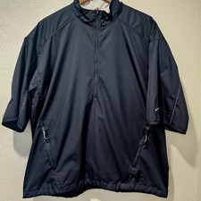 Nike GOLF Clima-Fit Windbreaker Pullover Mens XL Black Embroidery Short Sleeve
