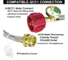 Upgraded 12 FT Propane Tank Extension Hose Braided with Gauge,Include Tank