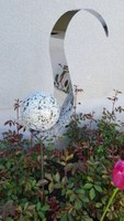 Skulptur Flame Weiß Edelstahl 126 Cm Dekoration Gartenstecker Beetstecker