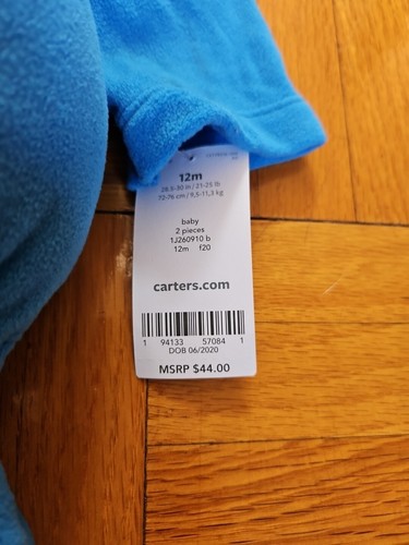 Brand New Carters Shark Fleece Halloween Costume Baby Toddler 12 months NWT - Picture 2 of 12