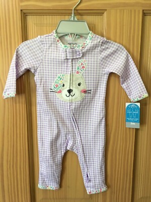 New Carter's Bunny Cotton Pajama PJs Footless Sleeper Baby Girl Infant