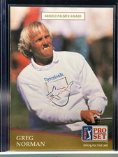 1991 Pro Set Golf Greg Norman Arnold Palmer Award #282