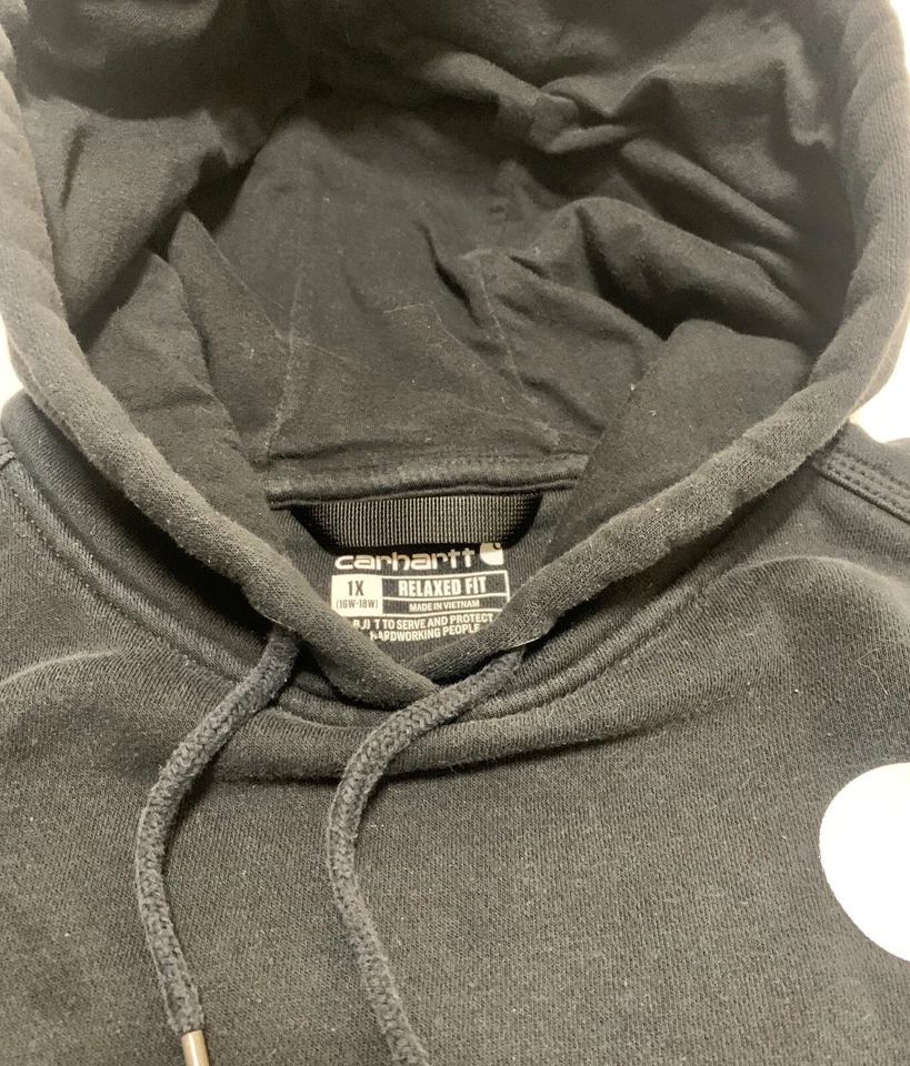 Sudadera con Capucha Pullover Calce Relajado Carhartt Mujer Talla 1X (16-18) Negra Usada en Excelente Condición Foto 3 de 4
