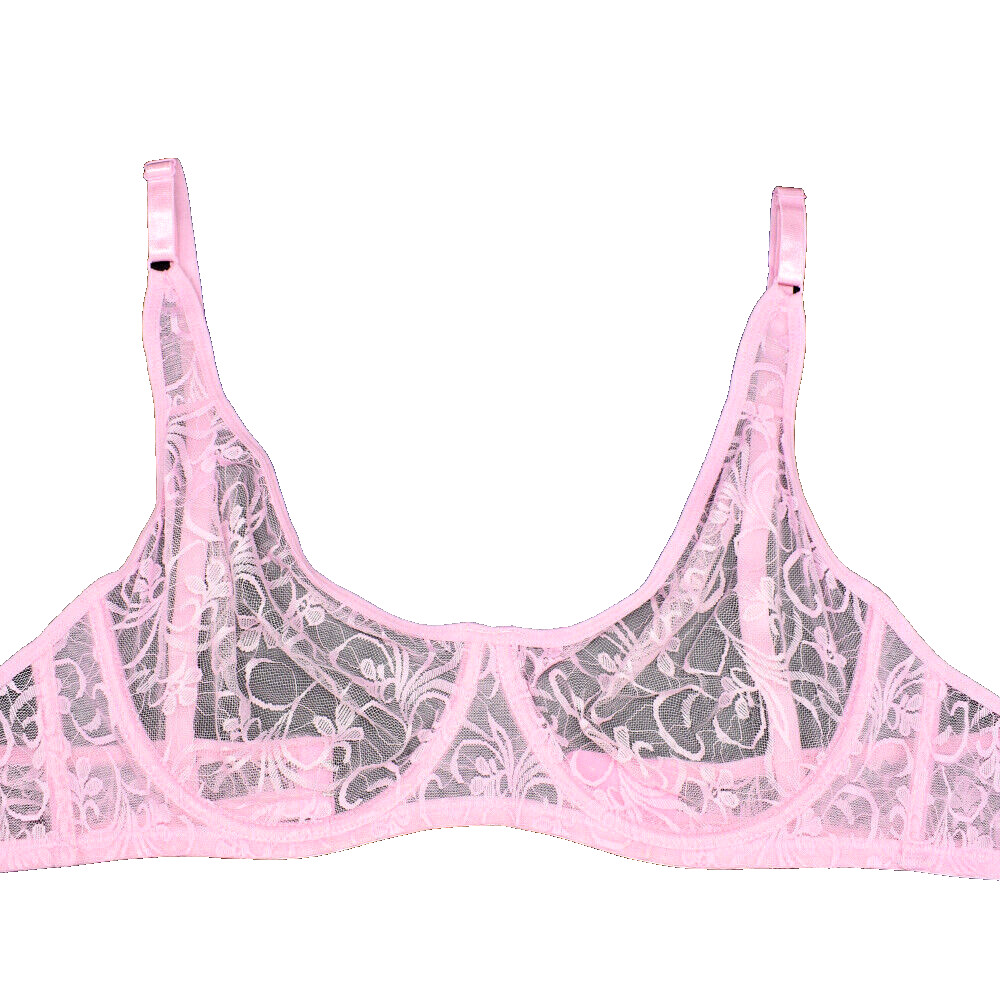 BEYOND SEXY!!! MELIYUU PINK INCREDIBLY SHEER CUPS UNDERWIRE BRA 46B NWT