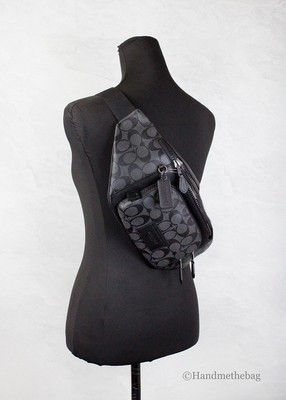 Coach Track Belt Bag In Signature Canvas Gunmetal/Charcoal/Black  