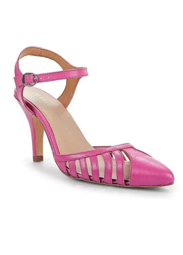 Women Court Shoes Fuchsia Pink Leather Ladies Heels By Kaleidoscope UK 7 EU 41 - Picture 1 of 6