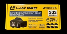 LUXPRO LP345V2 6-Pack Multi-color LED Headlamp 303 Lumens – New Open Box