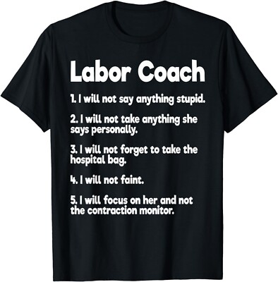 Labor Coach Expecting Dad Rules Papa Funny Baby Gift Unisex T-Shirt