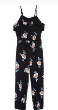 Mia Chica Nordstroms Girls Strappy Jumpsuit Black/Floral Ruffle Bodice. Large