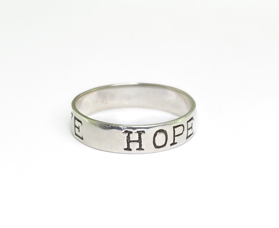 Sterling Silver Faith Hope Love Band Ring Size 5 eBay