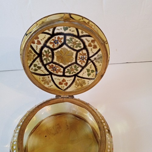 Antique Moser Bohemian Hand Painted Enameled Glass Jewelry Dresser Trinket Box - Picture 4 of 12