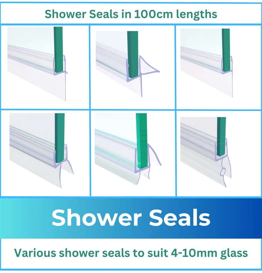 SHOWER OUTLET LTD Shower Seal Strip For 4mm-10mm Glass - Bath Screen - Shower Door - 100cm Lengths