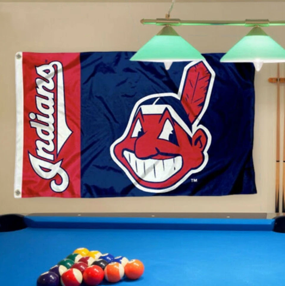 FLAG 3X5 Man Cave 3 x 5 Banner Cleveland Indians Baseball USA Tailgating Flags - Image 3 of 4