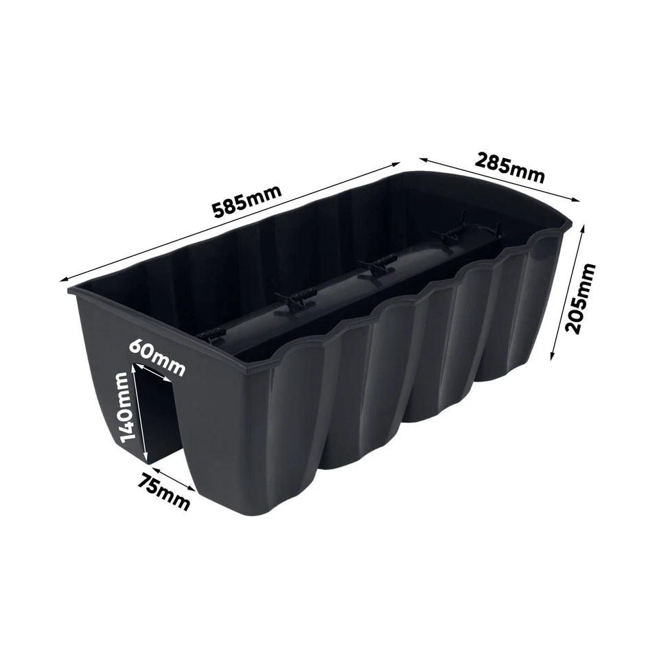 6x Blumenkasten 60cm Hängetopf Blumentopf Balkontopf Geländertopf DCRO Anthrazit - Bild 2 von 4