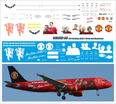 Airbus A320 Air Asia Manchester 1/144 PAS-DECALS	320-56