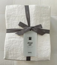 West Elm EUROPEAN FLAX LINEN Sheet Set Queen White NWT