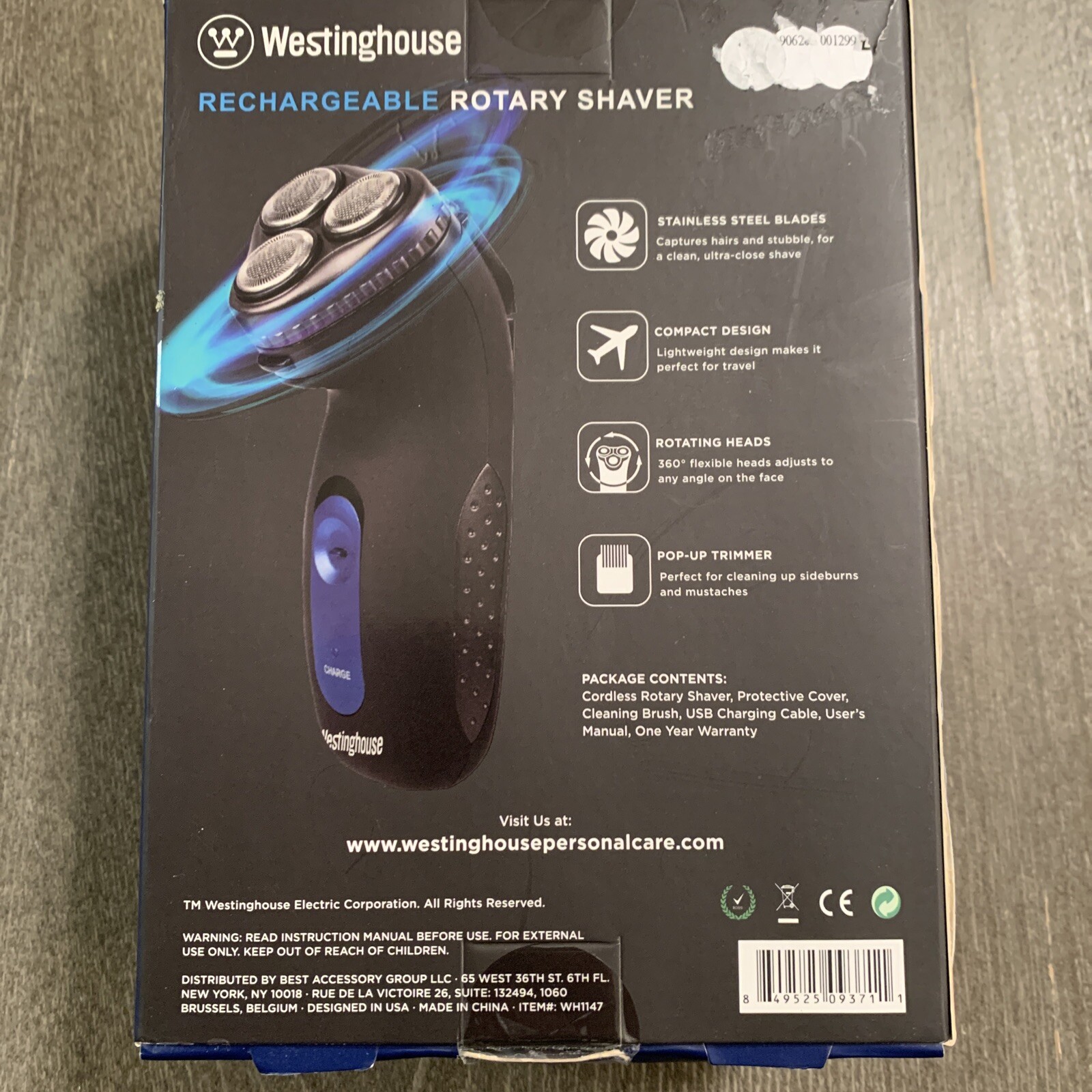 WESTINGHOUSE CORDLESS 3DFLEX RECHARGEABLE ROTARY SHAVER & POPUP