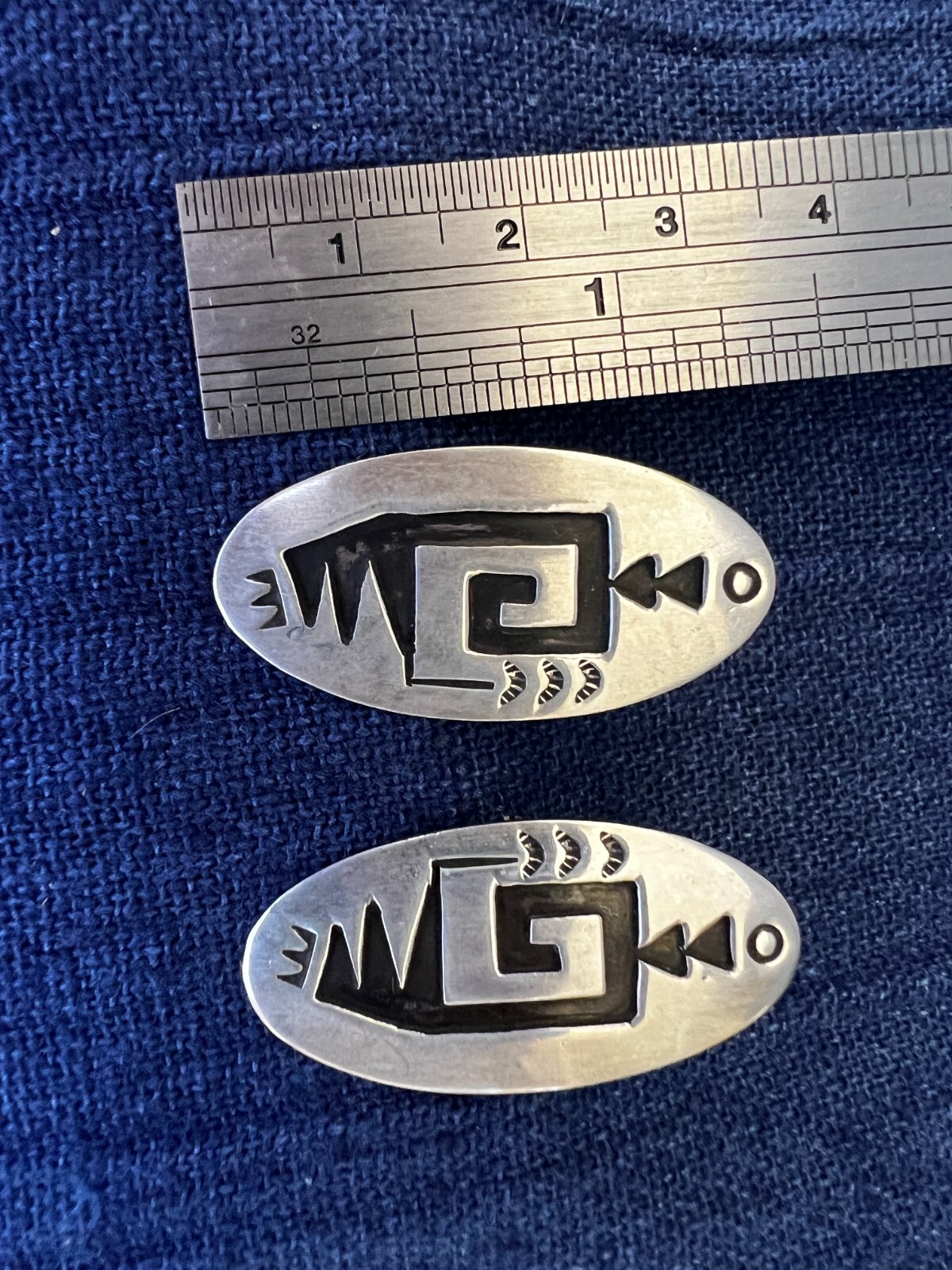 Sterling Silver Post Earrings Native American Sil… - image 5