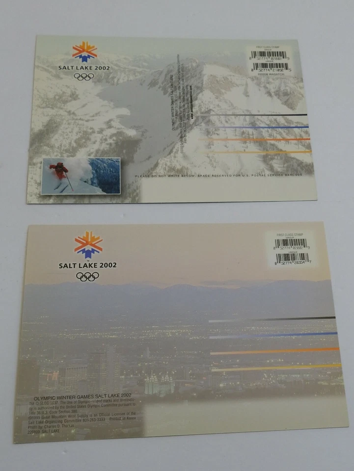 lot of 2 large WINTER OLYMPICS SALT LAKE 2002 POSTCARDS NOS 1 bid logo 1 games - Image 3 of 3
