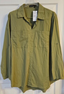 Women's Zanzea Long Sleeve Lightweight Casual Shirt/ Blouse Green, Size XXL New