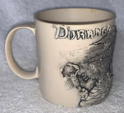 White Pottery Handmade Mug With Engraved DURANGO And Durango Scene And Scorpions