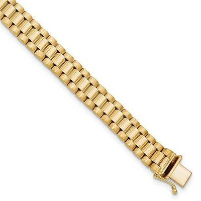 14k Yellow Gold Rolex Link Design Men's 8mm Wide Hand Made Bracelet 25.0  Grams | eBay
