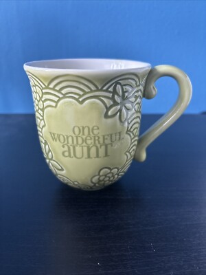 Hallmark One Wonderful Aunt Green Embossed Coffee Tea Cup Mug | eBay