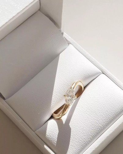 1 kt IGI-zertifizierter im Labor gezüchteter Diamant-Solitärring im Marquise-Schliff 14 kt Gelbgold - Bild 4 von 23