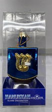 Hanukkah Glass Ornament Dreidel 4' New NWT Kurt S Adler Blue with Gold Letters