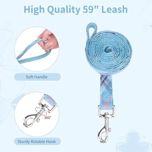 Dog Harness Collar Leash Set,Adjustable No M(Chest Girth:17.3''-23.38'') Blue
