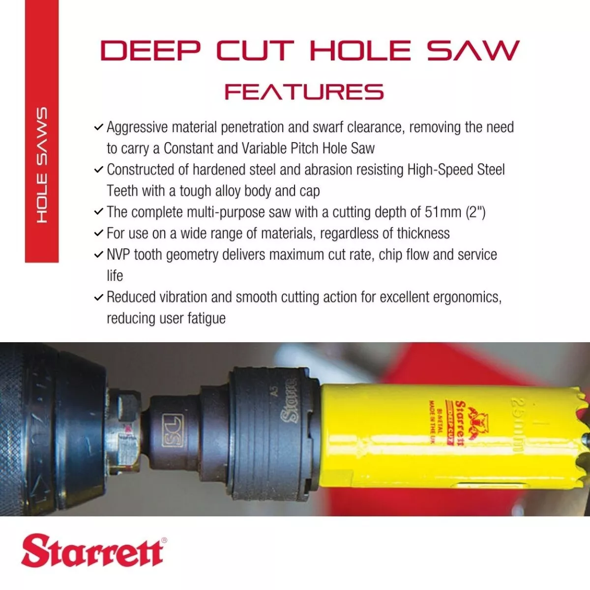 Deep outlet hole saw
