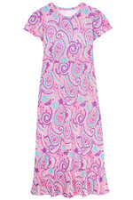 Women's Dress - Pink Purple Paisley Printed Dress - Maxi Dress - Small - Cotton