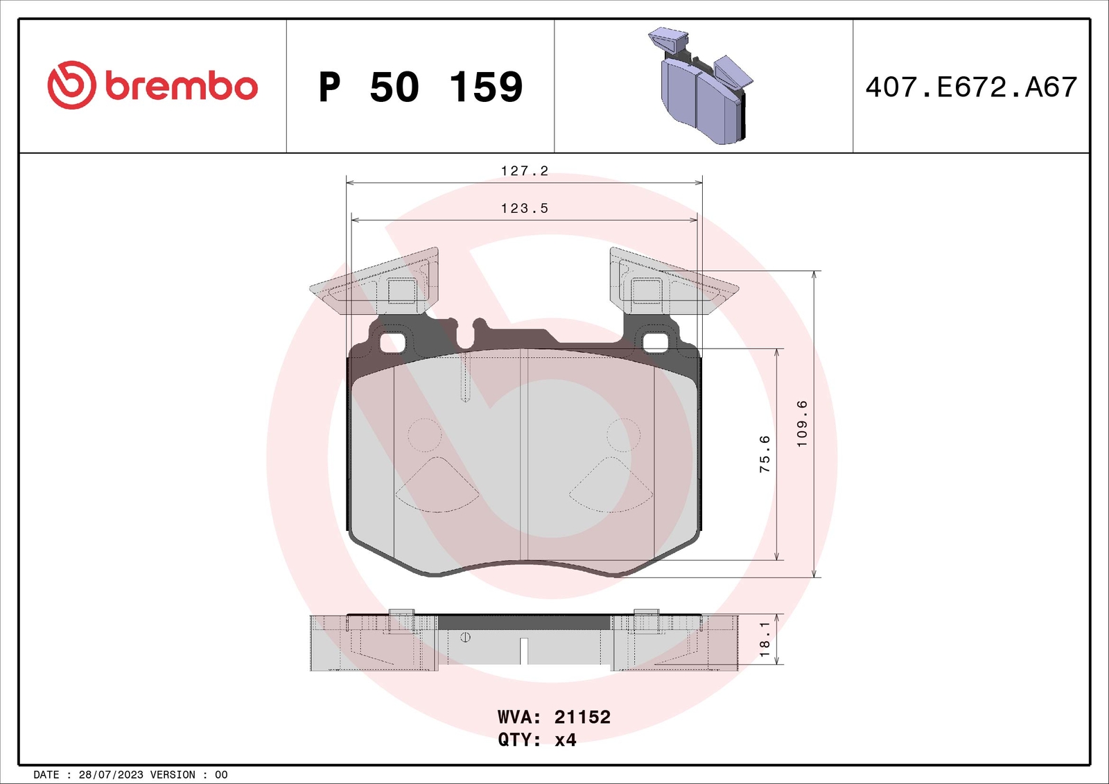 Brembo Prime Brake Pad Set P50159 Fits Mercedes Front Axle - Free Shipping - Image 21