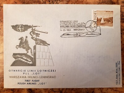 Poland envelope cover, 1968 issue, stamped, Warshawa-Leningrad flight