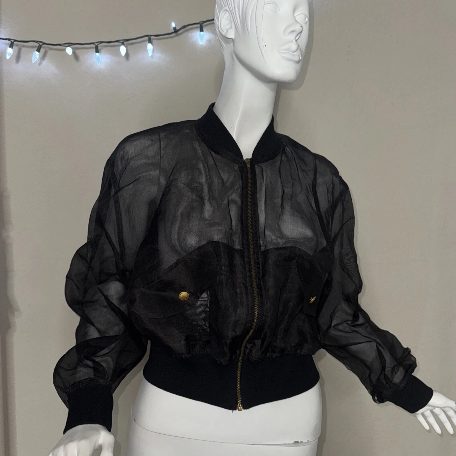 Moschino Jeans giacca vintage nera trasparente (taglia USA 8)