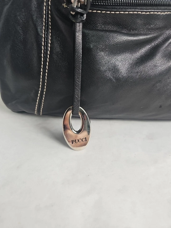 Mini bolso de mano EMILIO PUCCI de cuero sintético negro vintage Y2K Foto 3 de 4