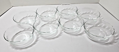 Vintage Set Of 8 Pyrex 463 Scalloped Clear Glass 3 Ring Custard Cups | eBay