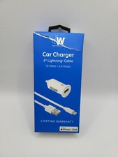 Just Wireless 12watt 2.4Amps Car Charger With 4ft Cable- White - Open Box