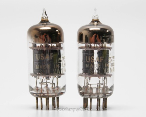 2 Sylvania USAF 5751 Vacuum Tubes / Black Plate - D Getter - Triple Mica / KT1