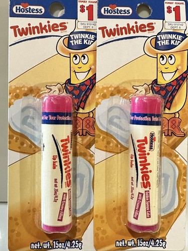 2X Hostess Twinkies Lip Balm, Vintage Golden Sponge Cake Creamy Discontinued Htf