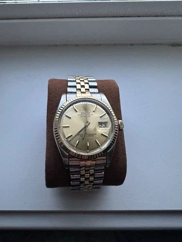 Rolex Oyster Perpetual Datejust Watch Vintage 80s 36mm Gold JubileeChampagneDial