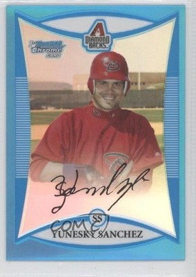 2008 Bowman Chrome Prospects Blue Refractor 143/150 Yunesky Sanchez #BCP158 0e3