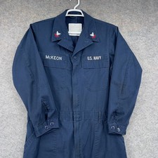 US Navy Coveralls Mens 44L Blue Utility Workwear Uniform Embroidered McKeon