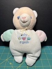 Baby B gosh Waffle Weave Plush Girl Teddy Bear Rattle Pink OshKosh 90's Clean