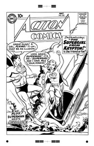 Curt Swan Action Comics #252 1st Supergirl Rare Large Production Art Cover