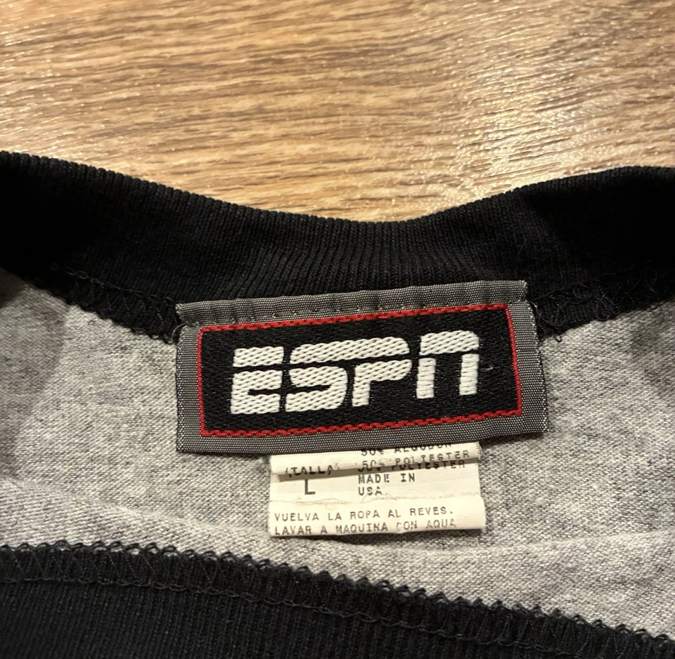 Vintage ESPN Zone Mens T Shirt Black Grey Size L Large Made In USA NYC - Image 3 of 4